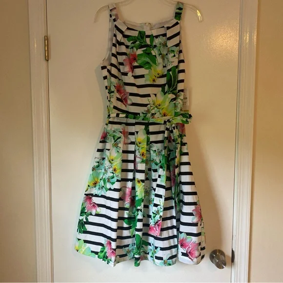Chetta B | Dresses | Nwt Chetta B Floral Striped Sleeveless Party Dress  Size 4 | Poshmark
